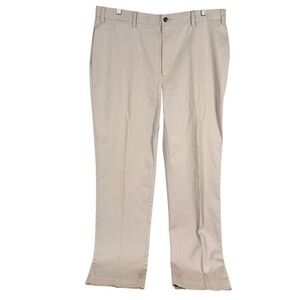 Orvis Chino Pants Mens 38x34 Tan Khaki Flat Front Straight Leg Cotton Twill read